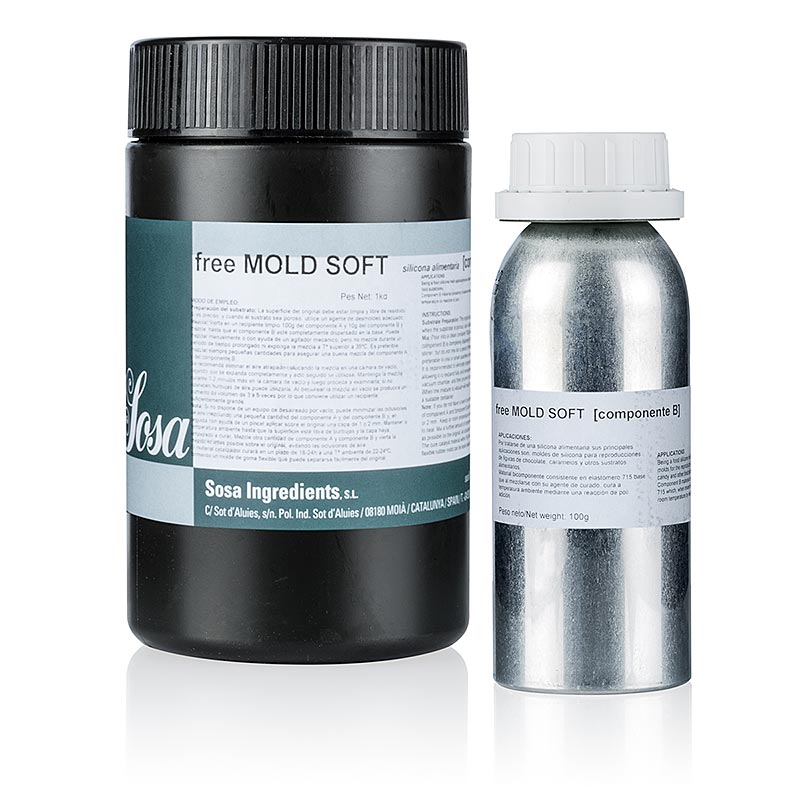 Freemold Soft, voor het maken van zachte/flexibele siliconen mallen - 1,1 kg, 2 stuks - PE kan