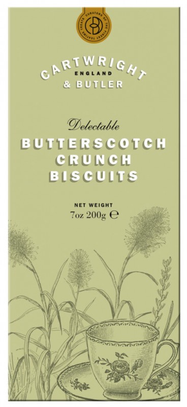 Butterscotch Crunch, Butterkeks mit Karamellstückchen, Cartwright & Butler - 200 g - Packung