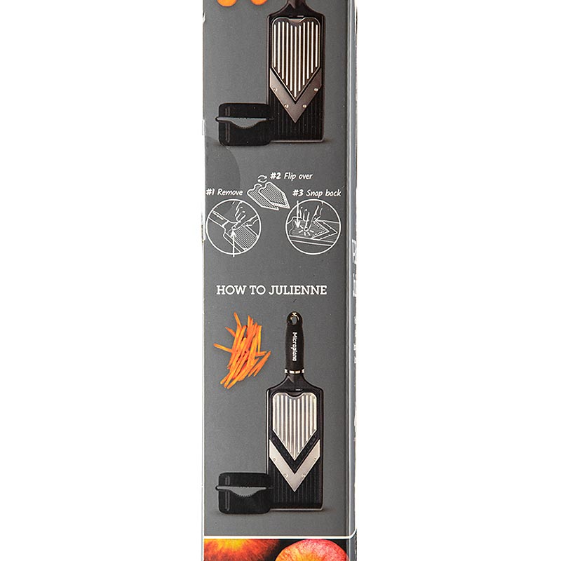 Microplane V slicer, adjustable, with julienne blade insert - 1 pc - Cardboard Microplane V slicer, adjustable, with julienne blade insert - 1 pc - Cardboard