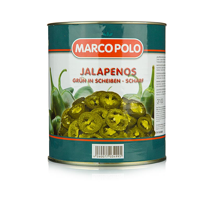 Piments chili - jalapenos, tranchés - 3 kg - boîte