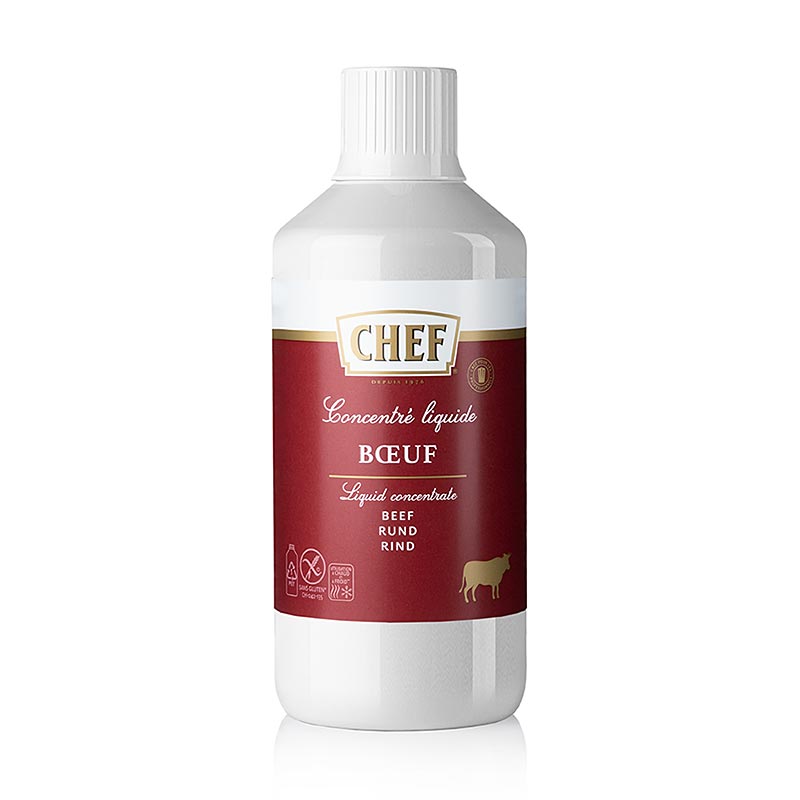 CHEF Premium concentrate - Beef stock, liquid, for approx.34 liters - 1 l - Pe-bottle