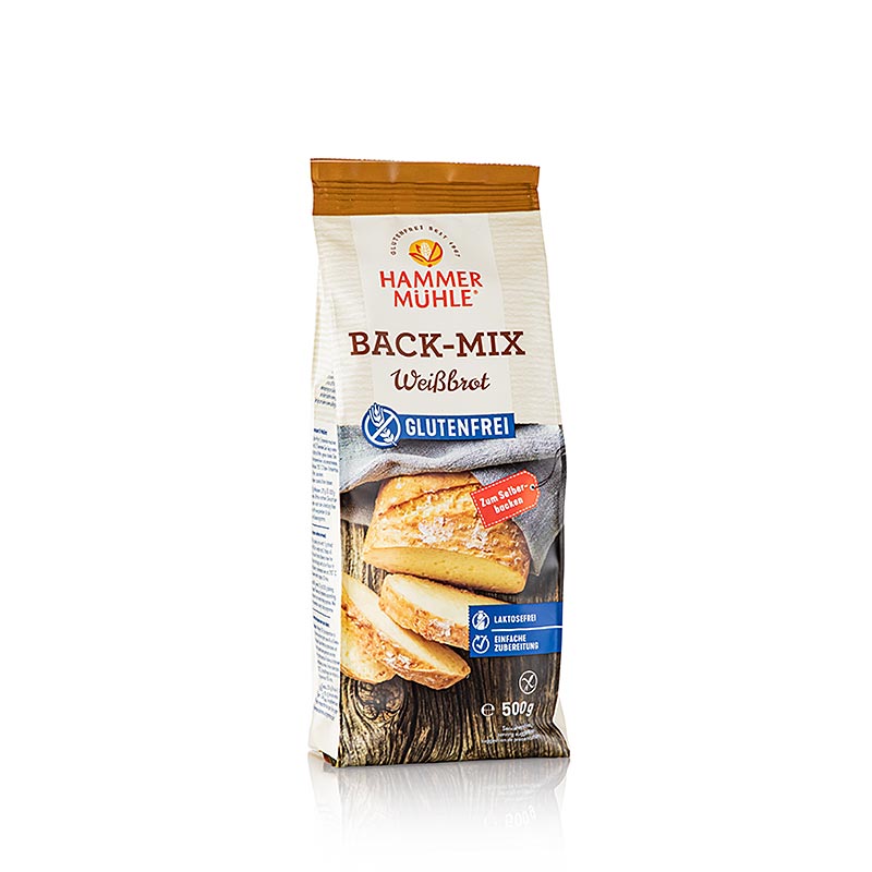 Back-Mix hvidt brød, glutenfri bagning mix, hammer mølle - 500 g - taske