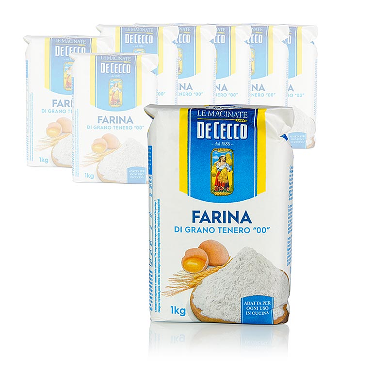 Pastameel, fijn, Tipo 00, De Cecco - 10 kg, 10 x 1000 g - Tassen