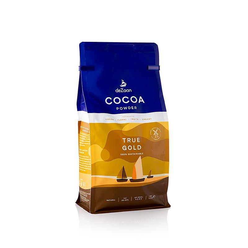 True Gold kakaopulver, let affedtet, 20-22% fedt, deZaan - 1 kg - taske