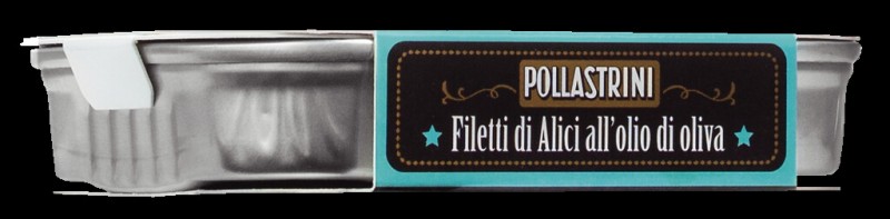 Filetti di Alici all` Olio di Oliva, Sardellenfilets in Olivenöl, Pollastrini - 100 g - Dose