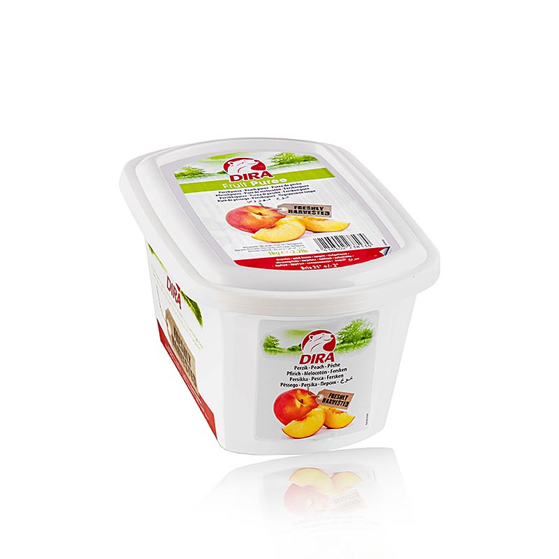 Dira Pfirsich Püree, gelb, mit Zucker - 1 kg - Pe-schale