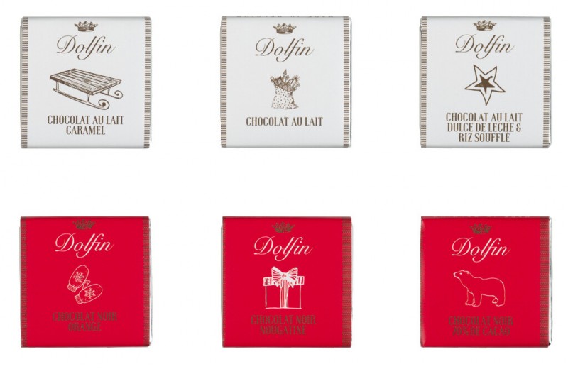 Boite 250 g winter, chocolate selection w. 6 different flavors, Dolfin - 250 g - pack