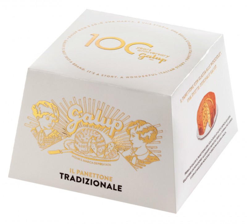 Il Panettone Tradizionale, Astuccio, Traditionel gærkage, Galup - 100 g - stykke