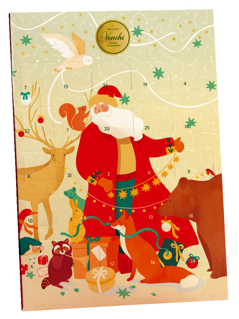 Calendario dell`avvento, Adventskalender mit gem. Schokoladentäfelchen, Venchi - 181 g - Stück Calendario dell`avvento, Adventskalender mit gem. Schokoladentäfelchen, Venchi - 181 g - Stück