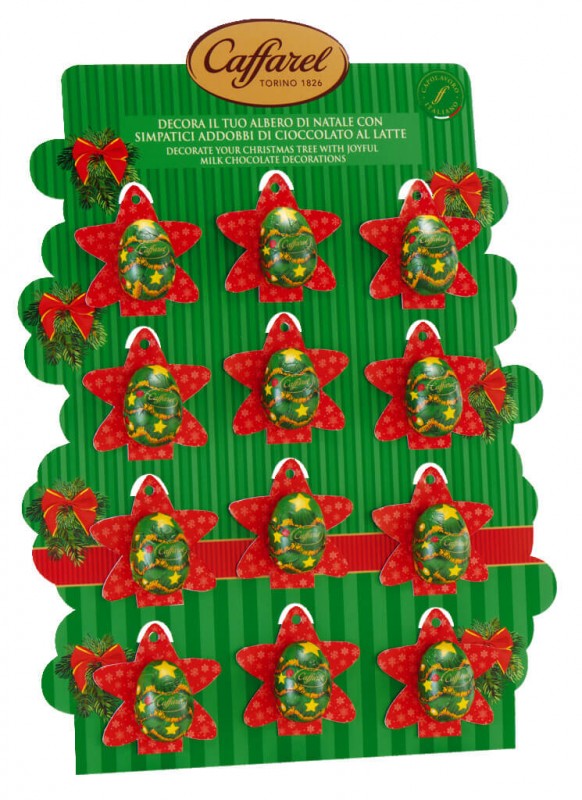Christmas Tree Decoration, Display, Weihnachtsbaum Milchschokoladen-Aufhänger, Display, Caffarel - 48 x 10 g - Display