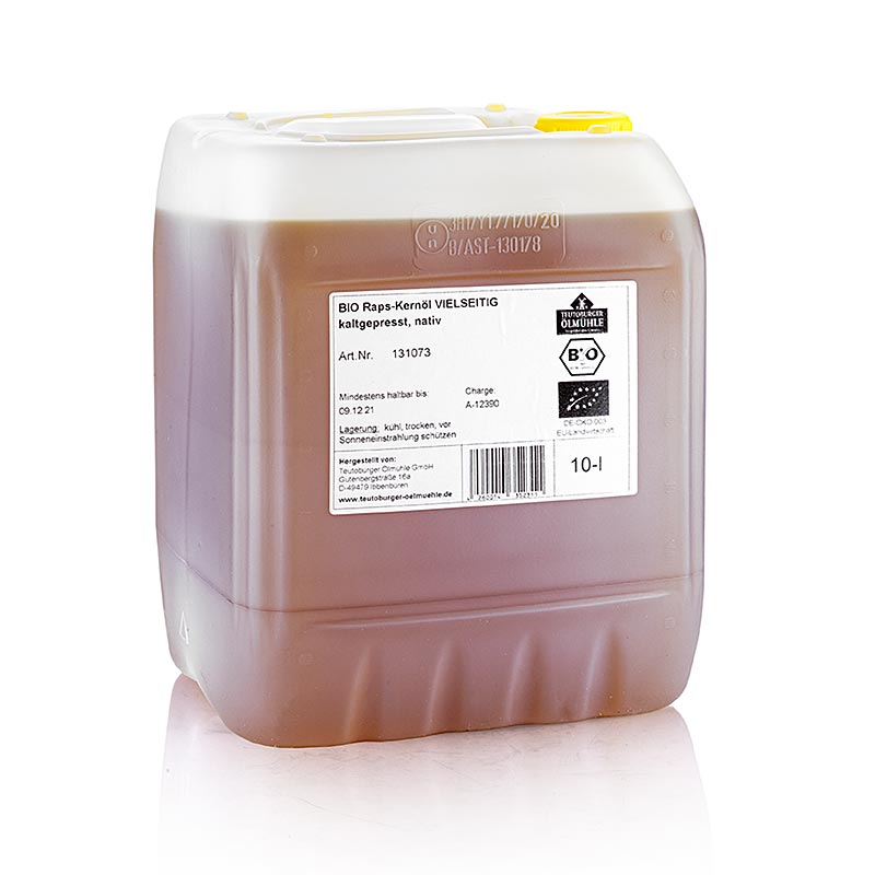 Aceite de colza, prensado en frio, procedente de colza autoctona pelada, ecologico - 10 l - Kanister