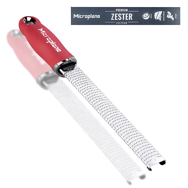 Premium Classic - Stok, Rasp voor Zest, Handvat Granaatappelrood / zacht aanvoelend - 1 stuk - loszittend
