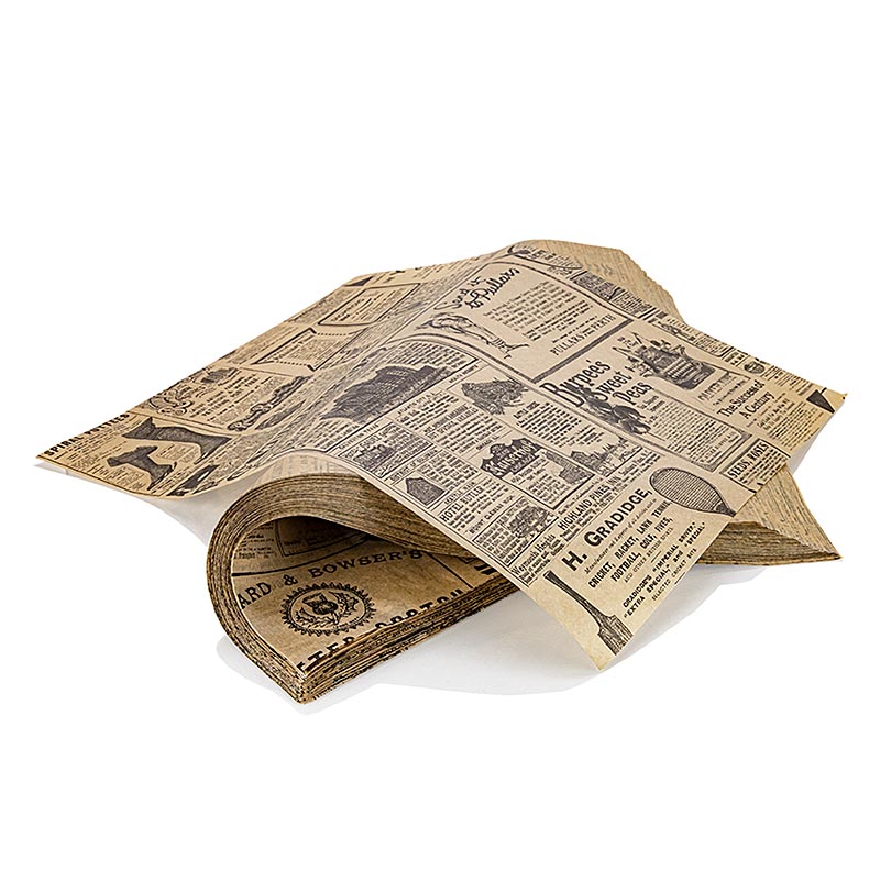 Snackpapier Zeitungspapier, Kraft, 28x34cm, fettabweisend - 1.000 Stück - Folie