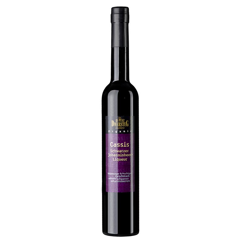 Dwersteg Organic Cassis, schwarzer Johannisbeer-Likör, 20% vol., BIO - 500 ml - Flasche