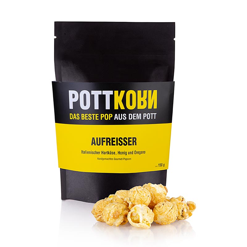 Pottkorn - Aufreisser, Popcorn mit Hartkäse, Honig & Oregano - 150 g - Beutel