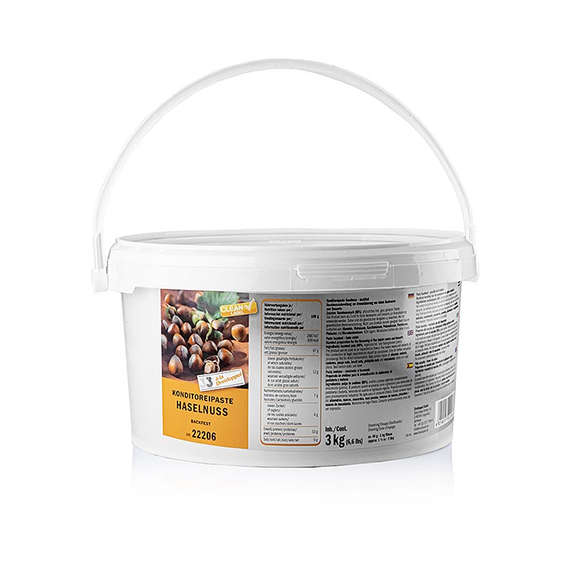 Hazelnut paste, smooth, 88% hazelnut pulp, from Dreidoppel No.222 - 3kg - Bucket