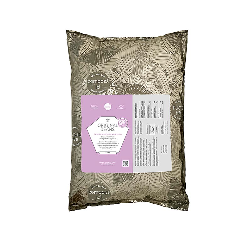 Femmes de Virunga Congo, 55%, mælkekovertur, calletter, originale bønner, økologisk - 2 kg - taske