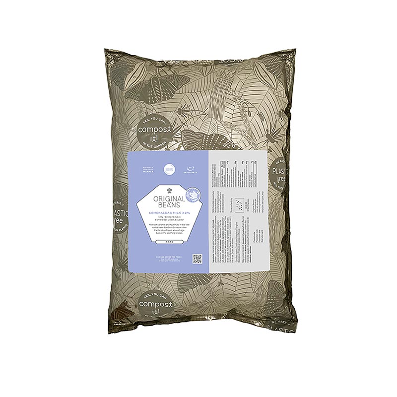 Lait Esmeraldas Equateur, 42%, Lait de Couverture, Callets, Fèves Originales, BIO - 2 kg - sac Lait Esmeraldas Equateur, 42%, Lait de Couverture, Callets, Fèves Originales, BIO - 2 kg - sac