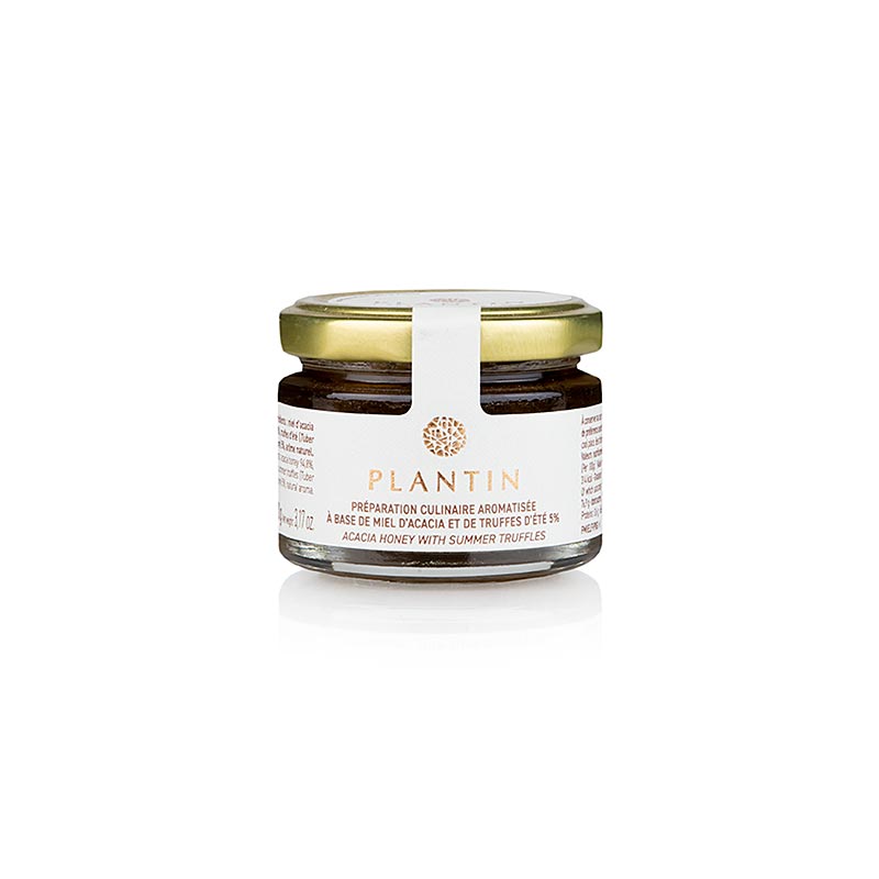 Truffle in acacia honey, with summer truffle, plantin - 90 g - Glass Truffle in acacia honey, with summer truffle, plantin - 90 g - Glass