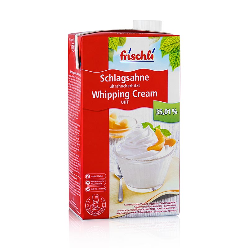 H - crème fouettée, 35,01% de matières grasses, fraîche - 1 kg - pack tétra