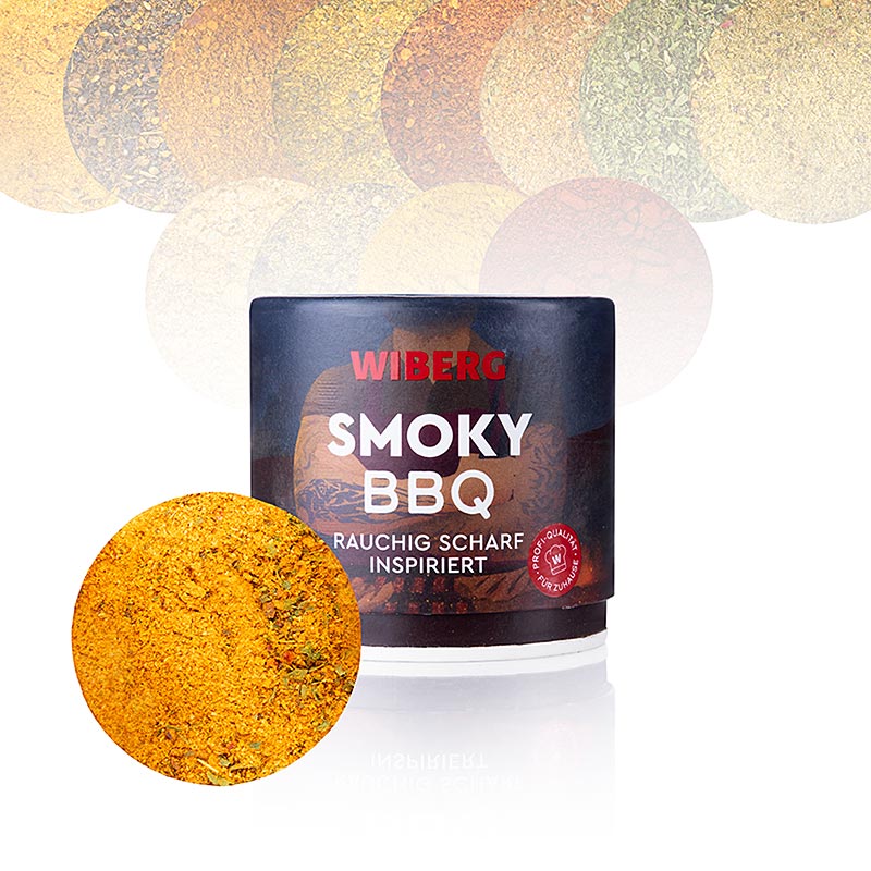 Wiberg Smoky BBQ, rygende varm krydderiblanding - 100 g - aroma boks