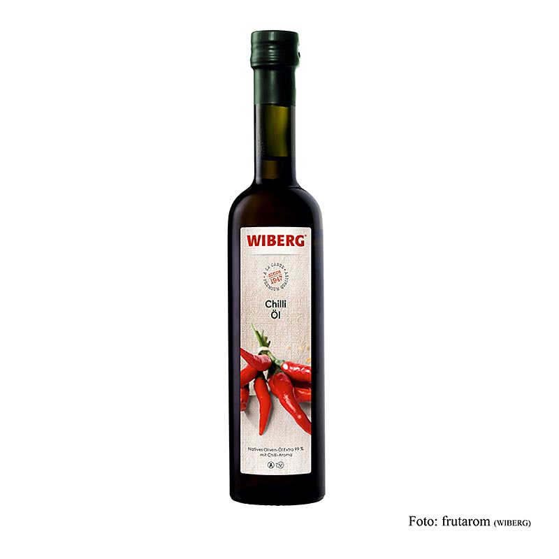 Huile de piment Wiberg, huile d`olive extra vierge pressee a froid avec arome de piment - 500 ml - Bouteille