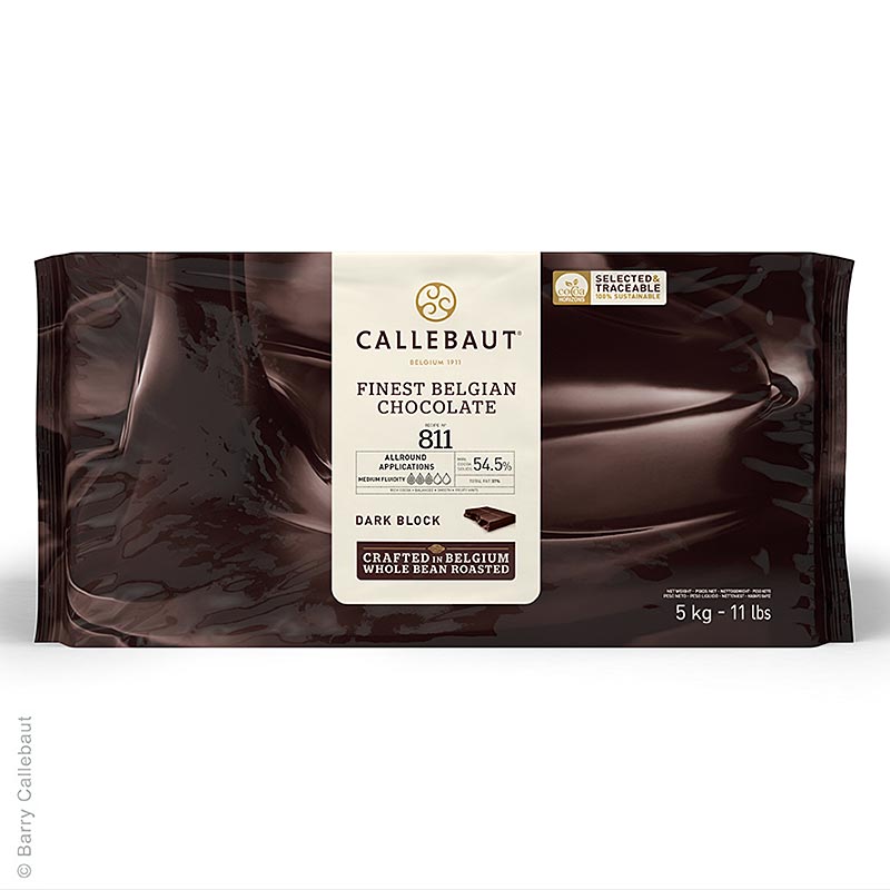 Callebaut Zartbitterschokolade, Couvertüre, Block, für Pralinen, 54,5% Kakao - 5 kg - Block Callebaut Zartbitterschokolade, Couvertüre, Block, für Pralinen, 54,5% Kakao - 5 kg - Block