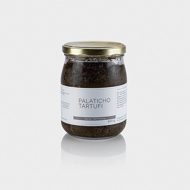 Salsa Tartufata (truffle sauce), with 10% summer truffle, Palaticho tartufi - 500 g - Glass