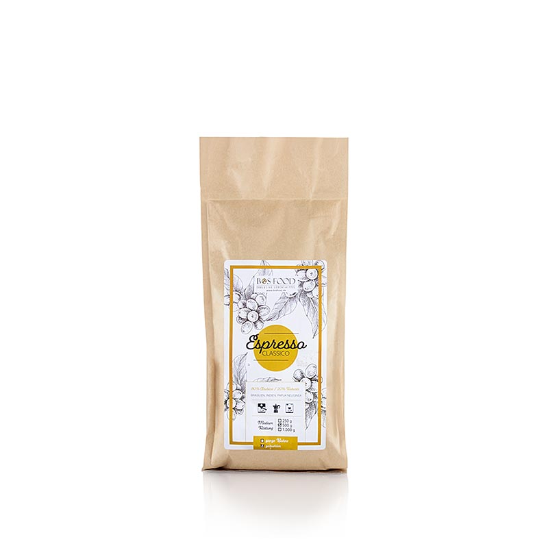 Espresso Classico, Kaffee Blend mit 20% Robusta, GEMAHLEN - 500 g - Beutel