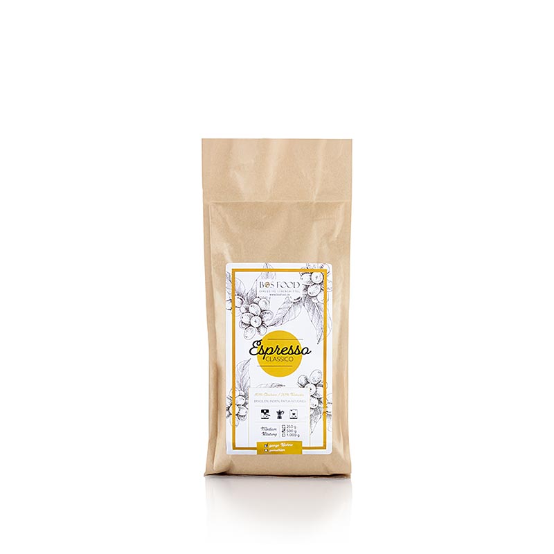 Espresso Classico, coffee blend with 20% Robusta, whole beans - 500g - bag