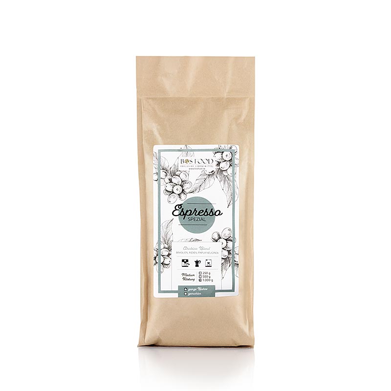 Espresso spécial, mélange de café Arabica, grains entiers - 1 kg - sac