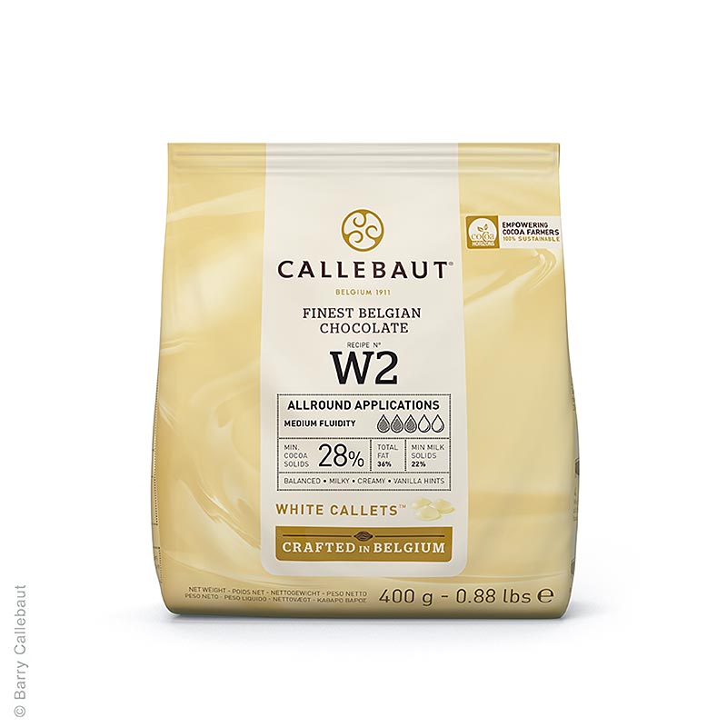 Callebaut White Chocolate (28%), Callets (W2-E0-D94) - 400 g - bag Callebaut White Chocolate (28%), Callets (W2-E0-D94) - 400 g - bag