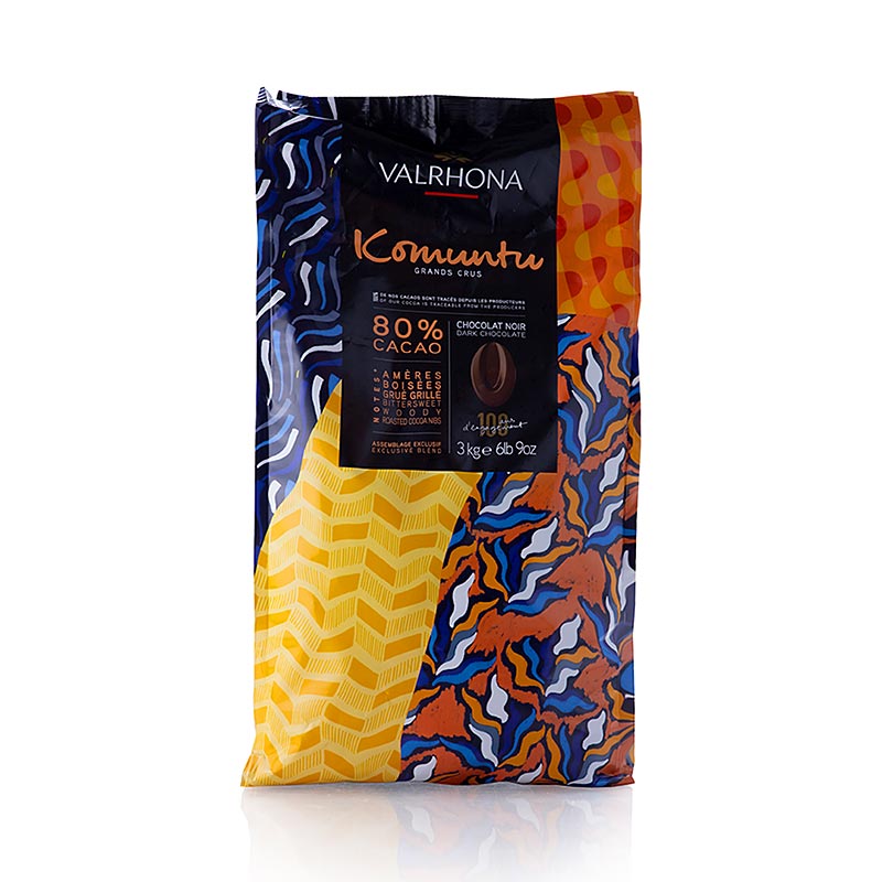 Valrhona Komuntu 80 %, Callets, Bitter Couverture (48579) 100 Jahre Jubiläum - 3 kg - Beutel