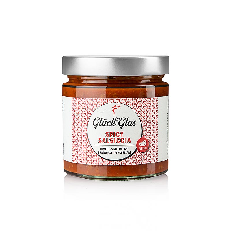 Glück im Glas - Spicy Salsiccia, pikante Sauce mit Bratwurst - 360 g - Glas Glück im Glas - Spicy Salsiccia, pikante Sauce mit Bratwurst - 360 g - Glas