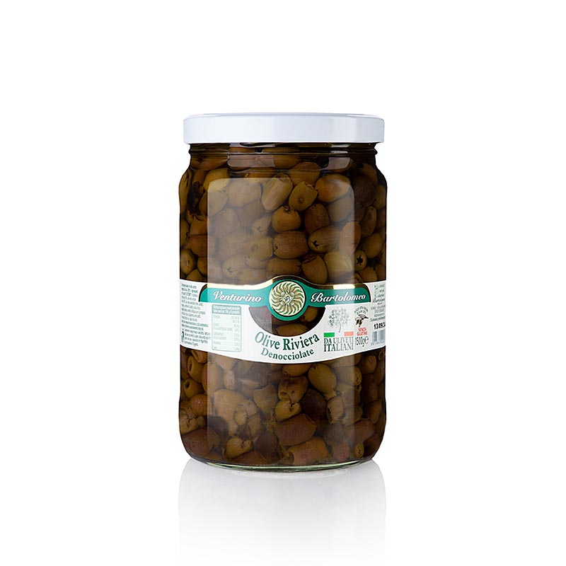 Olives Venturino Snocciolate Leccino à l`huile d`olive, dénoyautées - 1,5kg - Verre