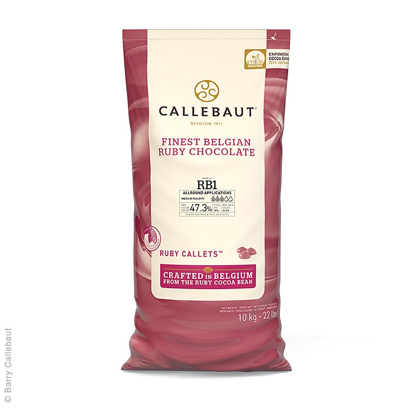 Ruby - pink chocolate, 47.3% cocoa, Callets Couverture, Callebaut - 10 kg - bag Ruby - pink chocolate, 47.3% cocoa, Callets Couverture, Callebaut - 10 kg - bag