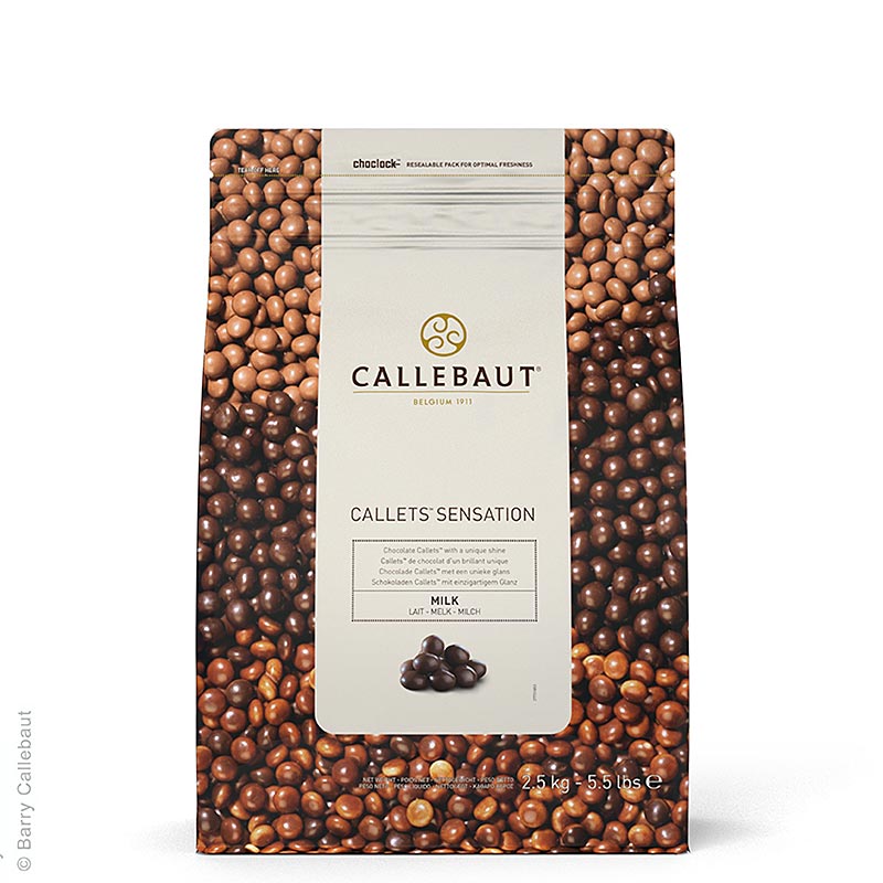 Callebaut Callets Sensation Milk, Whole Milk Chocolate Pearls, 33% Cocoa - 2.5 kg - bag