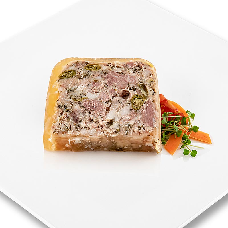 Terrine de pointes de filet de canard - aiguilettes, aux 6 herbes, rougie - 1 kg - Peler