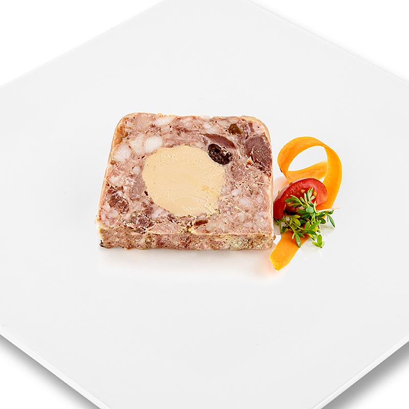 Terrine von Taube, mit Kirschen und Entenleberstopfleber (20%), Rougie - 1 kg - Pe-schale