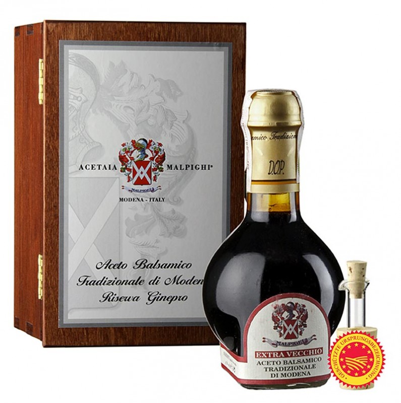 Aceto Balsamico Tradizionale DOP / AOP, Riserva Ginepro, 80 ans, Malpighi - 100 ml - Bouteille