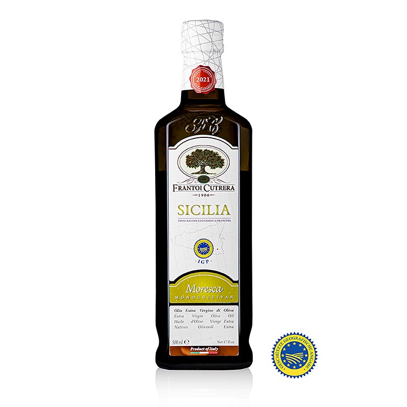 Extra Virgin Olive Oil, Frantoi Cutrera IGP/PGI, 100% Moresca - 500 ml - bottle