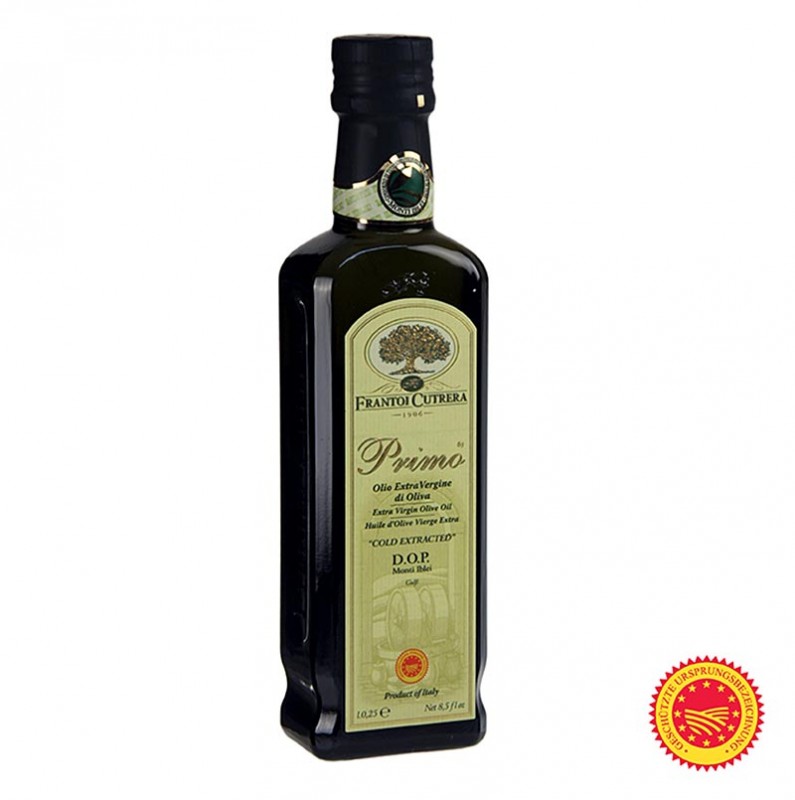 Huile d`Olive Extra Vierge, Frantoi Cutrera Primo DOP/PDO, 100% Tonda Iblea - 250 ml - bouteille