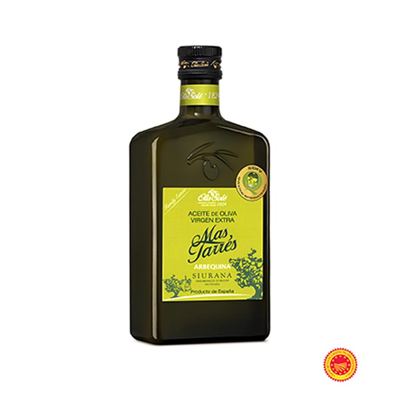 Extra virgin olive oil, Mas Tarres Oliva Verde, Arbequina, DOP / PDO Siurana - 500ml - Bottle