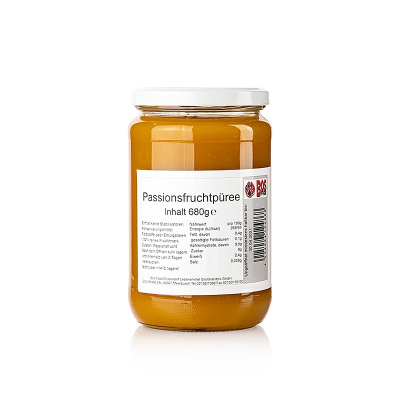 Passion fruit / passion fruit puree / pulp, finely strained - 680 g - Glass