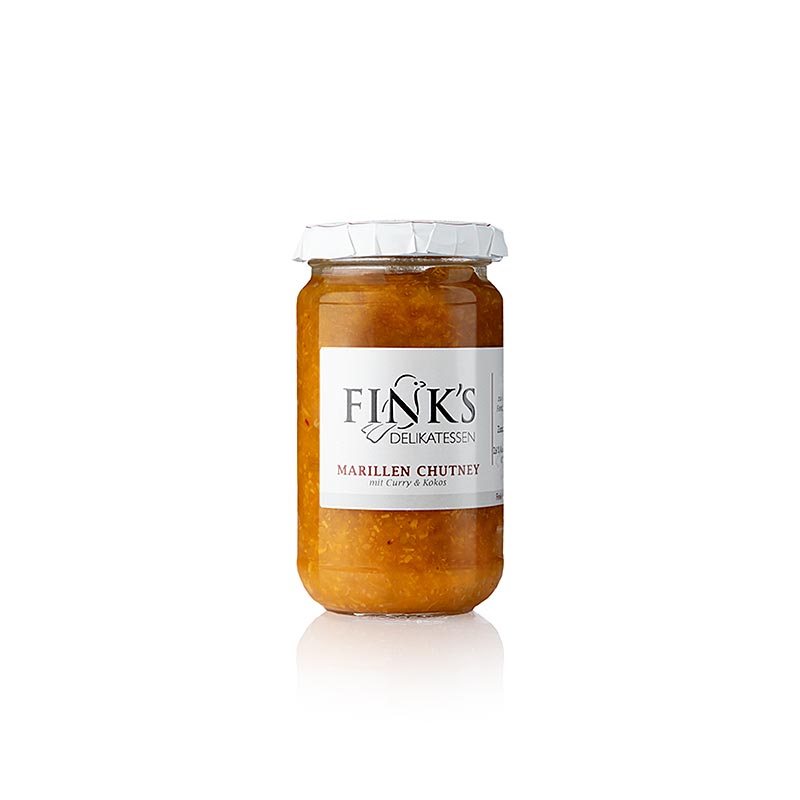 Abrikozenchutney, met curry en kokosnoot Fink`s delicatessen - 220 g - glas