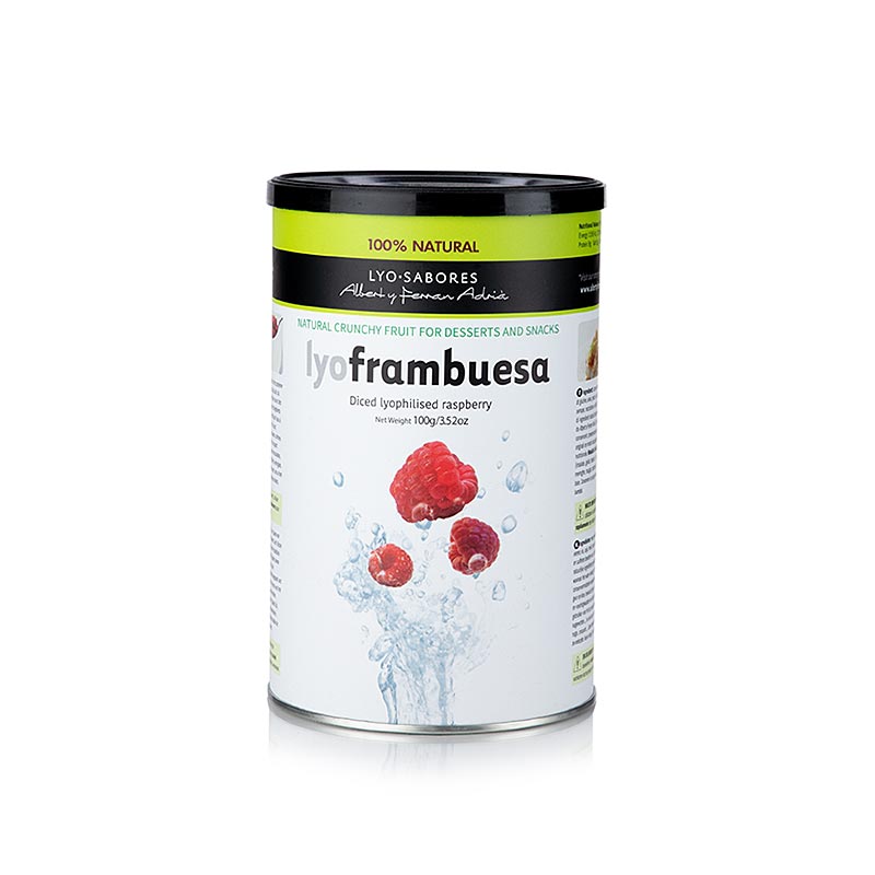 Lyo-Sabores, frysetørrede hindbær, hele - 90 g - aroma kasse