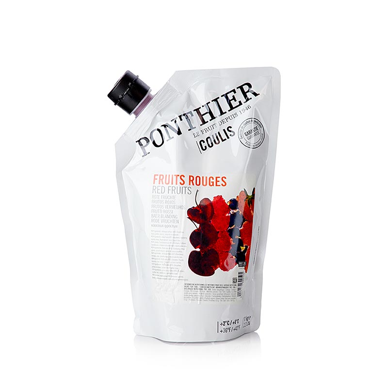 Coulis red fruit mix, sauce, 20% sugar, Ponthier - 1 kg - bag