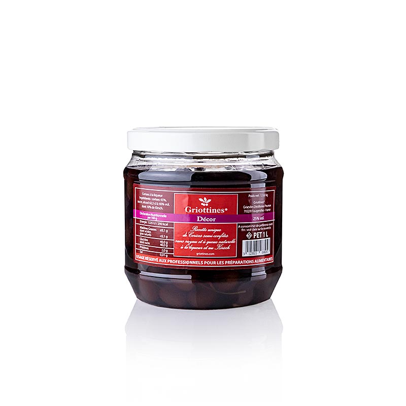 Griottines decor, semi-candied sour cherries without core, with stem, 25% vol. - 1 l - Pe-dose