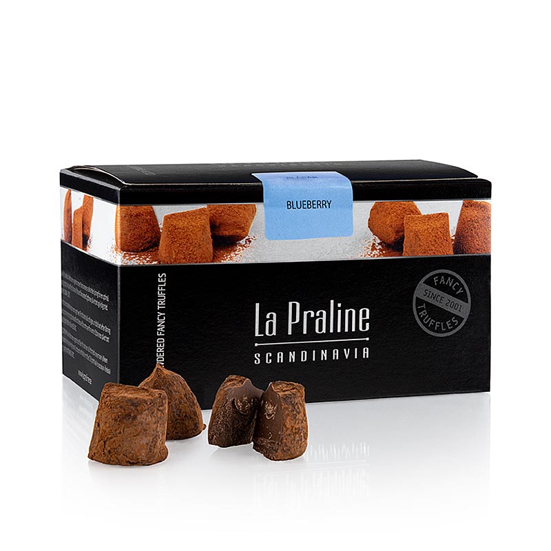 La Praline Fancy Trøfler, chokoladekonfekt med blåbær, Sverige - 200 g - boks