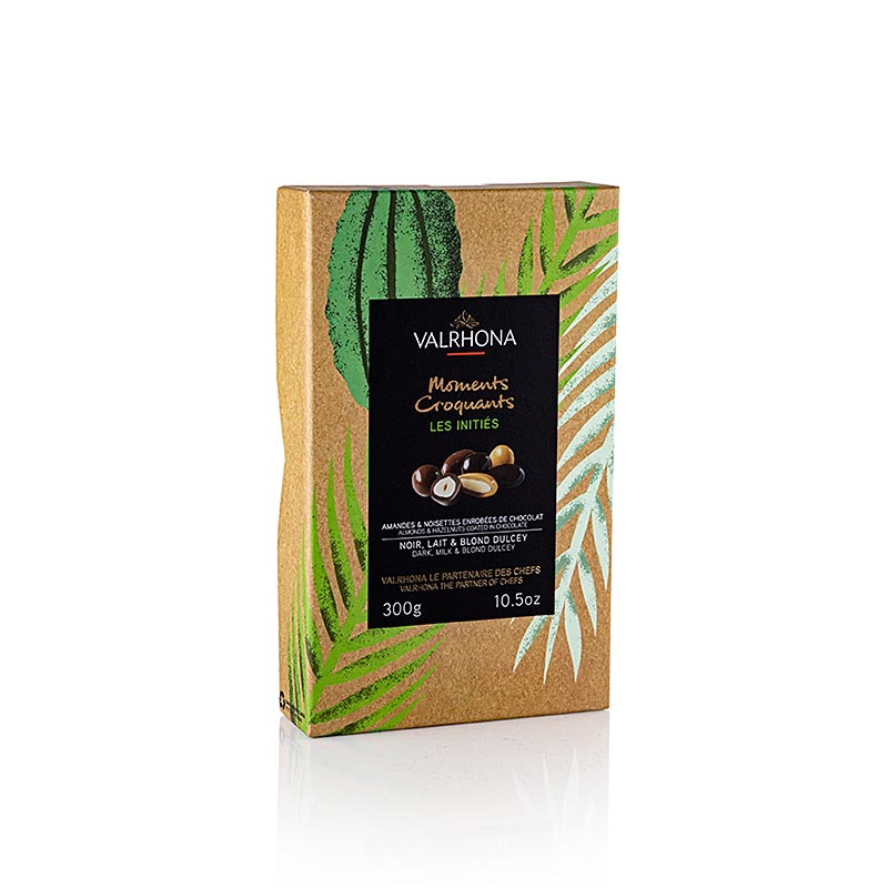 Valrhona Equinoxe, Amandes et Noisettes au Lait Amer, Dulcey, 33898 - 300 grammes - boîte